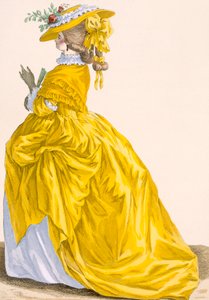 „Robe en Fourreau”, metszett Bacquoy, 187-es tábla a „Galeries des Modes et Costumes Francais”-ból, 1778-87 99: ruházat; tradicionális öltözet; népviselet; divat; illusztrálja alkotó: Pierre Thomas Le Clerc